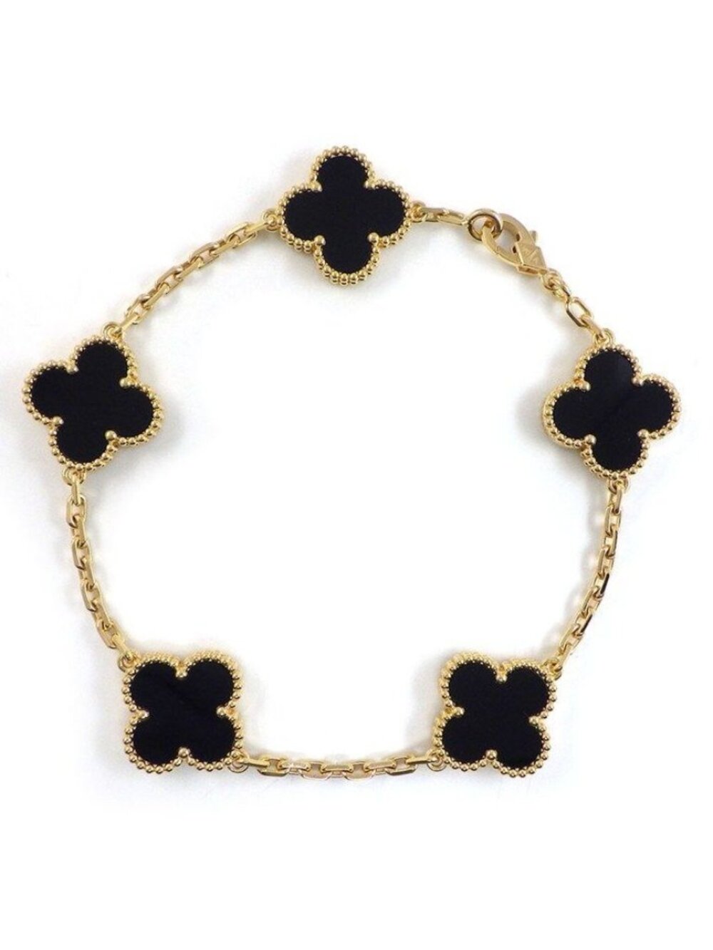 Van Cleef & Arpels Bracelet Vintage Alhambra Onyx 18K Yellow Gold